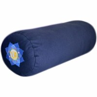 Yoga Accessories Supportive Round Cotton Yoga Bolster Pillow Blue Embroidered 1 Piece Baker s