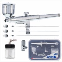 SB844 Pro Set Side Feed Airbrush with 3 Nozzle Sets (0.2, 0.3 & 0.5mm), Side & Siphon Cups