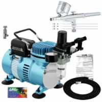 Dual Fan Air Tank Compressor System Kit with G222 Gravity Airbrush Kit - 0.2, 0.3 & 0.5mm