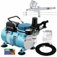 Dual Fan Air Compressor System Kit with G233 Gravity Feed Airbrush, 0.2, 0.3, 0.5 mm Tips
