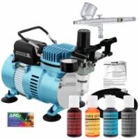 4 Color Cake Decorating Airbrushing System Kit - G22 Gravity Feed Airbrush, Air Compressor