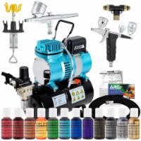 Cake Decorating Airbrushing System Kit with 12 Food Coloring Set - 2 Airbrushes, Compressor