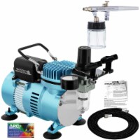 Airbrushing System Kit Siphon Feed Airbrush 0.35 mm Tip, 3/4 oz Cup, Dual Fan Air Compressor
