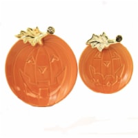 Tabletop Pumpkin Plate With Leaf Ceramic Set Of 2 Appetizer Halloween Em2016