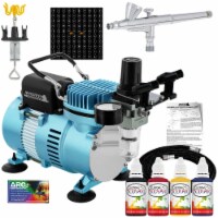 Dual Fan Air Compressor with Gravity Feed Airbrush, Temp Tattoo Paint Set, 100 Stencils
