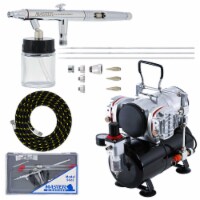 Siphon Feed Airbrush Set with Twin Cylinder Piston Airbrush Compressor with Air Tank