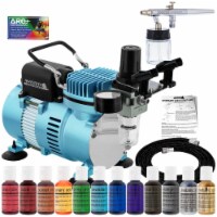 Cake Decorating Airbrushing System Kit with Siphon Feed Airbrush, 12 Food Colors, Compressor