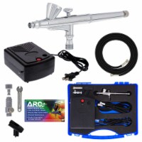 Airbrushing System with Gravity Feed Airbrush with 0.3mm Tip, Mini Compressor, Hose, Case