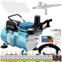 Complete Airbrush Nail Kit with G25 Airbrush, Compressor, Hose, 20 Stencils & 12 Color Set