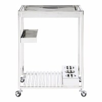 Milan 23.6  Contemporary Polished Stainless Steel Tea Cart in Silver