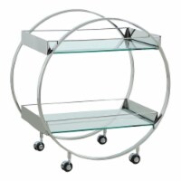 Milan Contemporary Circular Tea Cart with Glass Shelves in Clear