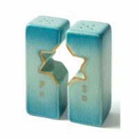 Holy Land Gifts 214071 No.71119 Star of David Blue & Gold Tones Salt & Pepper Shakers - 2 Pie Perspective: Main