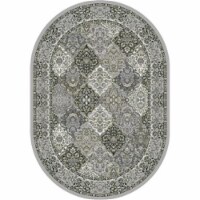 Dynamic Rugs ANOV69570089696 Ancient Garden Oval Rug- Cream & Grey - 5 ft. 3 in. x 7 ft. 7 in