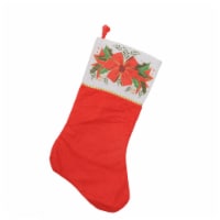 Northlight 19 Traditional Red and White Mistletoe Bow Cuff Christmas Stocking