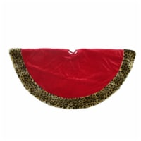 Northlight 48  Red and Brown Velveteen with Cheetah Print Border Christmas Tree Skirt