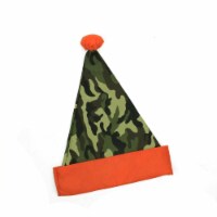 Northlight Green and Orange Camouflage Unisex Adult Christmas Santa Hat Costume Accessory -