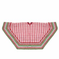 Northlight 50  Red and White Buffalo Plaid Christmas Tree Skirt with Woodland Fair Isle Trim
