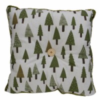 Northlight Woodland Trees Christmas Throw Pillow - 15 - Green and White Perspective: Main