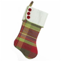 Northlight 19 Multi-Color Plaid Christmas Stocking with Green and Yellow Trim and Red