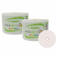 100 Pack Ridata DVD-R 16X 4.7GB 120 Min White Inkjet Hub Printable Blank Data Video Disc