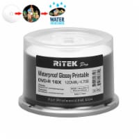50 Ritek Pro DVD-R 4.7GB AZO Dye MXL RG04 Water Resistant Glossy White Inkjet Printable Disc