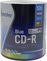 100 Pack Smartbuy Super Blue CD-R 52X 700MB Cyanine Dye White Inkjet Hub Printable Blank Disc