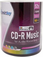 100 Smartbuy Digital Audio CD-R Music 52X 700MB/80Min White Inkjet Hub Printable Blank Disc