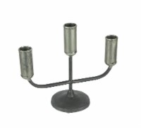 Primitive Design Rolled Steel Triple Taper Candle Stick Holder