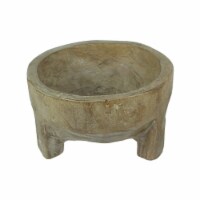 Rustic Carved Wooden Molcajete Style Decorative Bowl 12 Inch Diameter