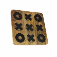 Carved Wooden Tabletop Tic Tac Toe Game Hand Painted X and O 11.75 Inch