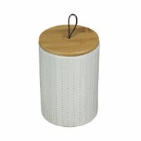 6 In White Ceramic Jar With Wood Lid Decorative Kitchen Counter Canister Storage