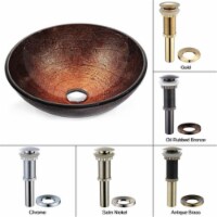 Kraus GV-580-SN Copper Illusion Glass Vessel Sink with Pop-Up Drain & Mounting Ring, Brown -