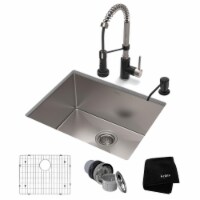 Kraus USA KHU101-23-1610-53SSMB 23 x 18 x 10 in. Standard PRO Farmhouse Kitchen Sink & Bolden
