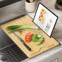 Kraus KCBT-103BB 19.5 x 12 in. Solid Bamboo Cutting Board with Mobile Device Holder for Stand