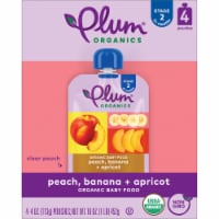Plum Organics® Peach Banana + Apricot Organic Stage 2 Baby Food Pouches Perspective: Main