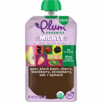 Plum Organics® Mighty 4® Pear Cherry Berry Black Bean Spinach Oat Blends Tots Stage 4 Food Pouch