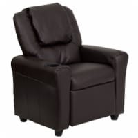 Flash Furniture Contemporary Vinyl Kids Recliner W/Cup Holder and Headrest. Brown DGULTKIDBRN