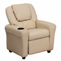 Flash Furniture Contemporary Vinyl Kids Recliner W/Cup Holder and Headrest Beige DGULTKIDBGE