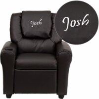 Flash Furniture DG-ULT-KID-BRN-EMB-GG Personalized Brown Leather Kids Recliner with Cup Holde
