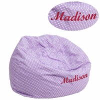Flash Furniture DG-BEAN-SMALL-DOT-PUR-EMB-GG Personalized Small Lavender Dot Kids Bean Bag, 1