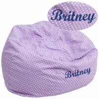 Flash Furniture DG-BEAN-LARGE-DOT-PUR-EMB-GG Personalized Oversized Lavender Dot Bean Bag, 19