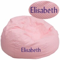 Flash Furniture DG-BEAN-LARGE-DOT-PK-EMB-GG Personalized Oversized Light Pink Dot Bean Bag, 1
