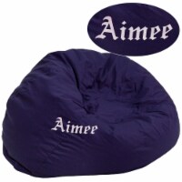 Flash Furniture DG-BEAN-LARGE-SOLID-BL-EMB-GG Personalized Oversized Solid Navy Blue Bean Bag