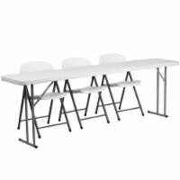 Flash Furniture RB-1896-2-GG 18 x 96 in. Plastic Folding Training Table Set with 3 White Plas