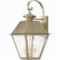 Livex 2168-01 3 Light Outdoor Wall Lantern, Antique Brass