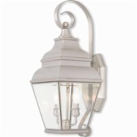 Livex 2591-91 2 Light Outdoor Wall Lantern, Brushed Nickel
