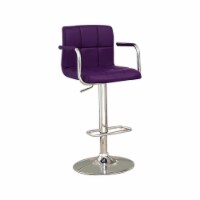 Leatherette Adjustable Bar Stool with Metal Tubular Support, Purple- Saltoro Sherpi