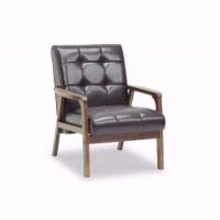 Baxton Studio Masterpieces Tufted Faux Leather Accent Chair in Brown