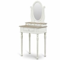 Baxton Studio Anjou Bedroom Vanity Table in White and Natural