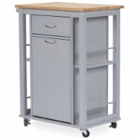 Baxton Studio Yonkers Kitchen Cart in Light Gray and Natural